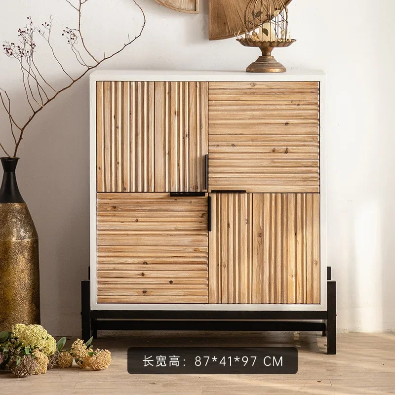 American retro dining side cabinet four doors creative storaget villa entry shoe cabinet porch  studio pose props