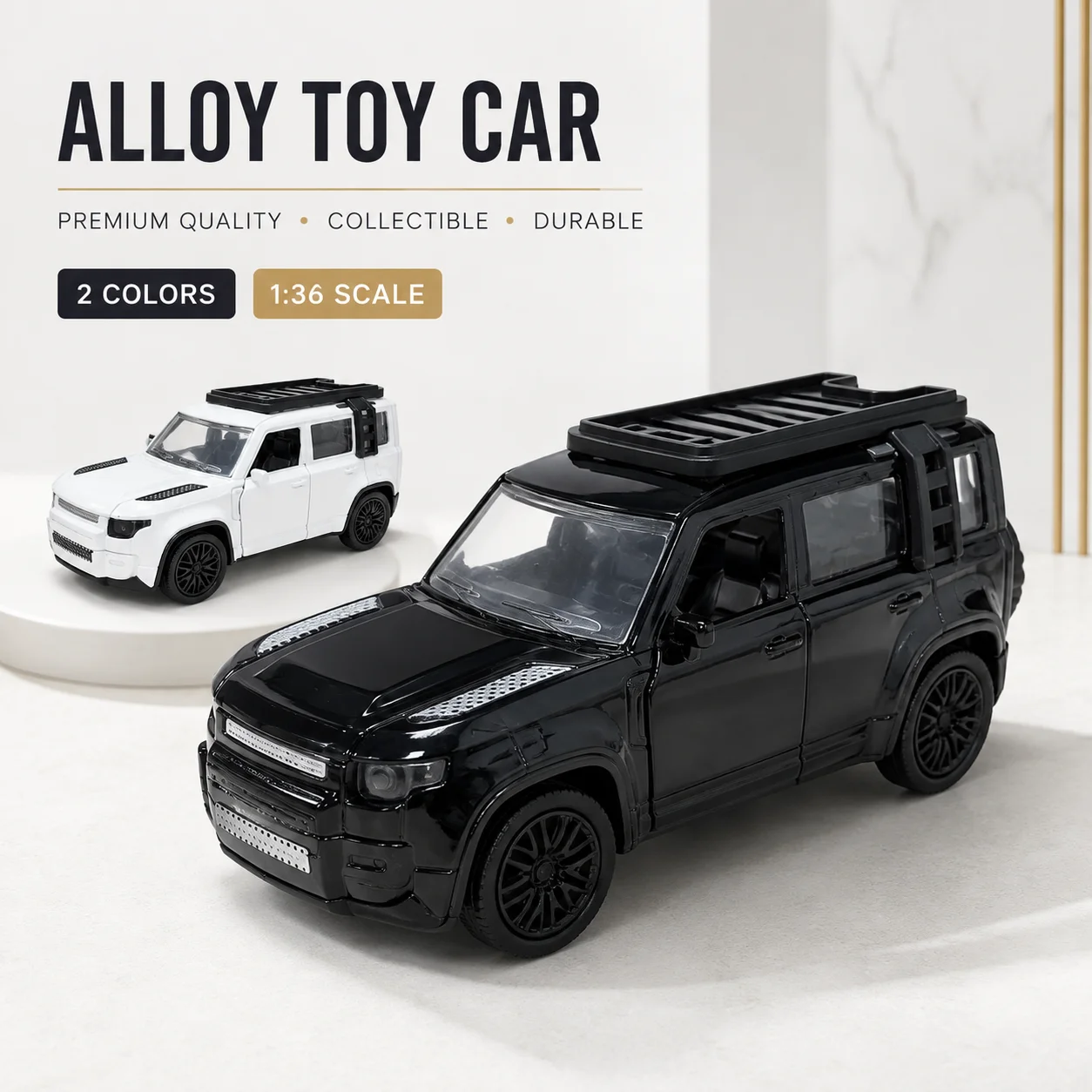 (Corrugated Box) 1/36 Scale, Alloy Hard Offroad SUV Style Toy Car, Powerful Spring, Metal Casting, Boy's Toy, the Best Gift.