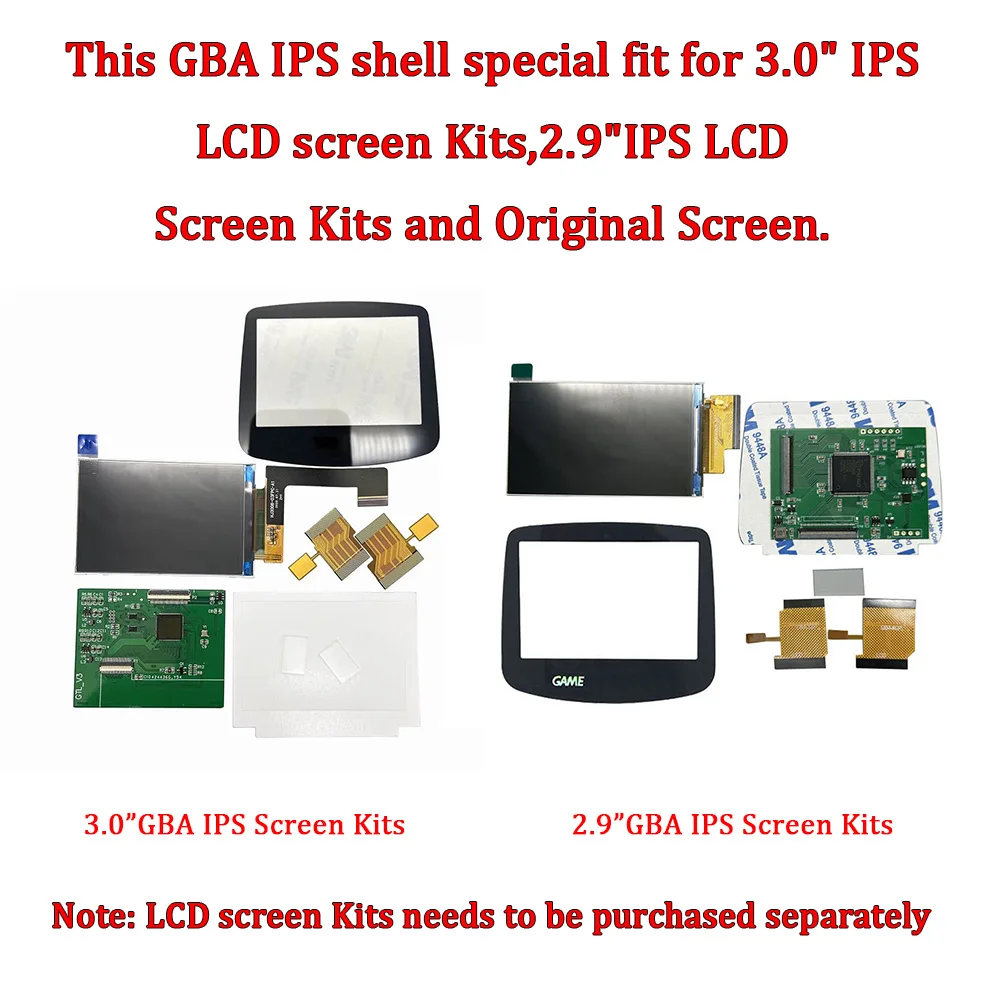 New Original Size Shell Sets For GameBoy Advance GBA IPS LCD Screen Without Glass Screen Lens And Other Game Console Accessories