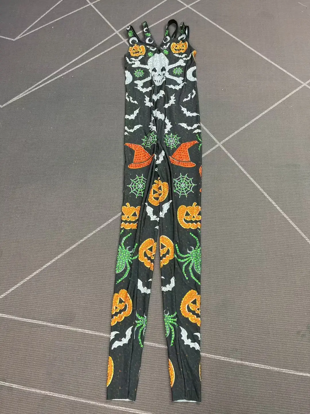 Halloween Scheletro Zucca Strass Tute Donne Costumi Cosplay Giochi di ruolo Spettacolo Tute aderenti Club Party Pagliaccetti