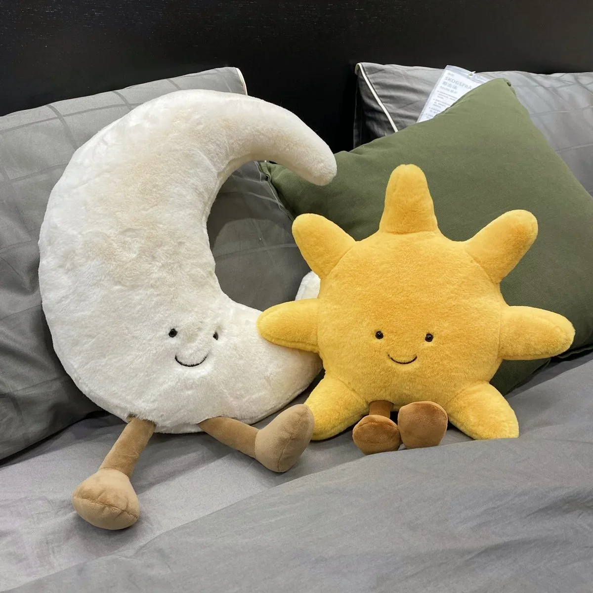 Hoge Kwaliteit Smile Face Moon Gele Zon Plushie Kussen Gevuld Schattig Weer Pluche Speelgoed Voor Kind Slaapkamer Decor Sofa Gooien Kussen