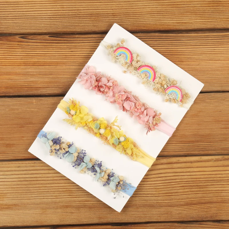 Newborn Photography Headbands, Handmade Stretch Floral Hairband, Baby Girl Tiebacks, Neonatal Photo Shooting Props