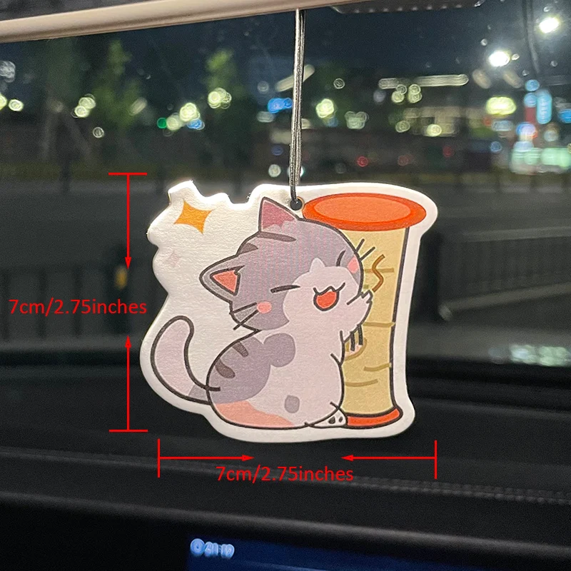 Gray Cute Kitten with Freesia and English Pear Scent (International Trend) Car Fragrance Tablets, Wardrobe Air Freshener, Perfume, Rearview Mirror Decoration, Car Interior Pendant, Natural Scent Air Purifier, Anime Cartoon Toilet Fragrance Sachet, Living Room Office Room Bedside Hanging Ornament