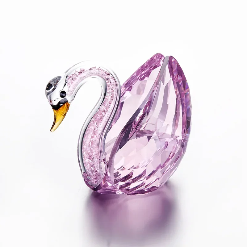 

Cute Swan Crystal Figurines Glass Ornament Collection Diamond Swan Animal Paperweight Table Craft Home Decor Kids Gifts