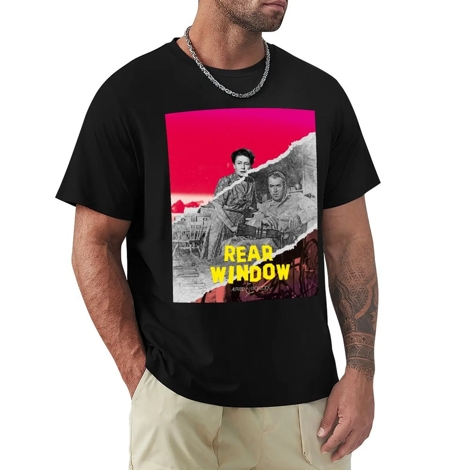 Alfred Hitchcock Rear window with James Stewart officially licensed fanart T-Shirt t shirt man designer T-Shirt
