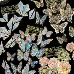 20 pcs/ Laser flash Butterfly Stickers aesthetic Stick Labels Decorative Adhesive DIY handmade Scrapbooking Material