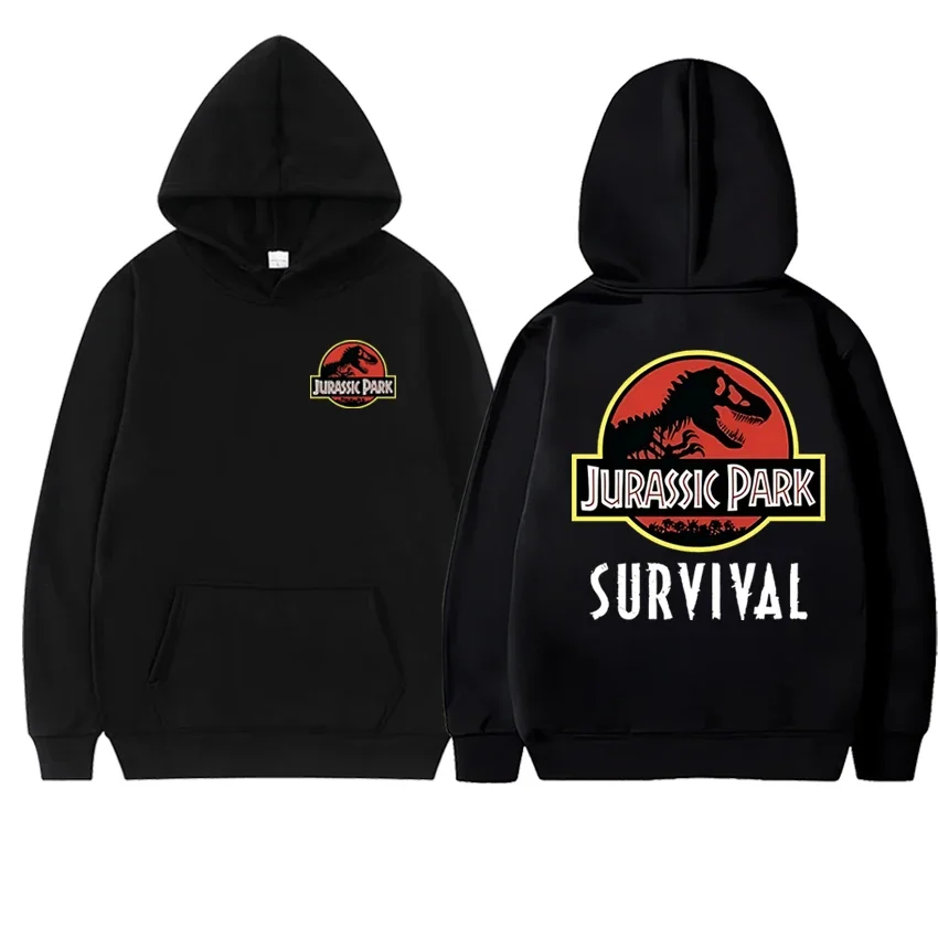 2025 New in Jurassic Park Double Sided Graphic Hoodie Unisex Trend Casual Sweatshirt Men women Fleece Long sleeve pullovers Coat