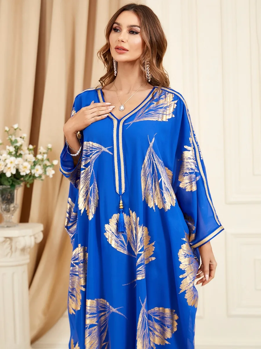 Eid Muslim Jalabiya for Women Moroccan Kaftan Abaya Dubai Vestidos Tassels Arab Long Robe Ramadan Party Dresses Islam Abayas