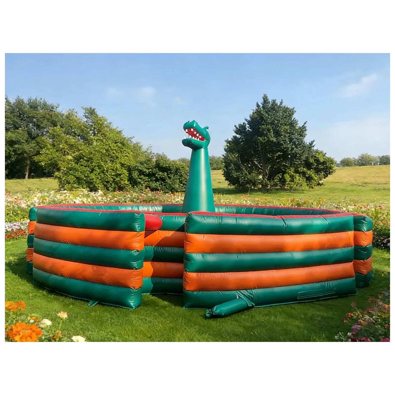 Inflatable Maze 6X6m 20X20ft Circular Dinosaur Radial with Blower Sports Challenge Party Events Kids and Adults Outdoor Rental