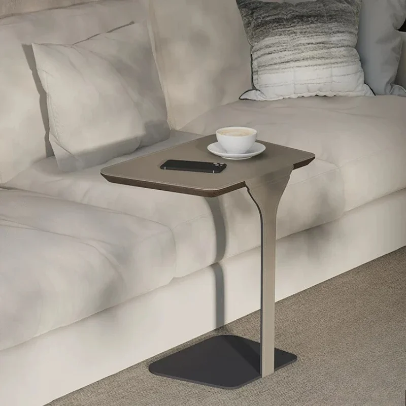 Living room sofa side saddle leather corner light luxury minimalist side table coffee table