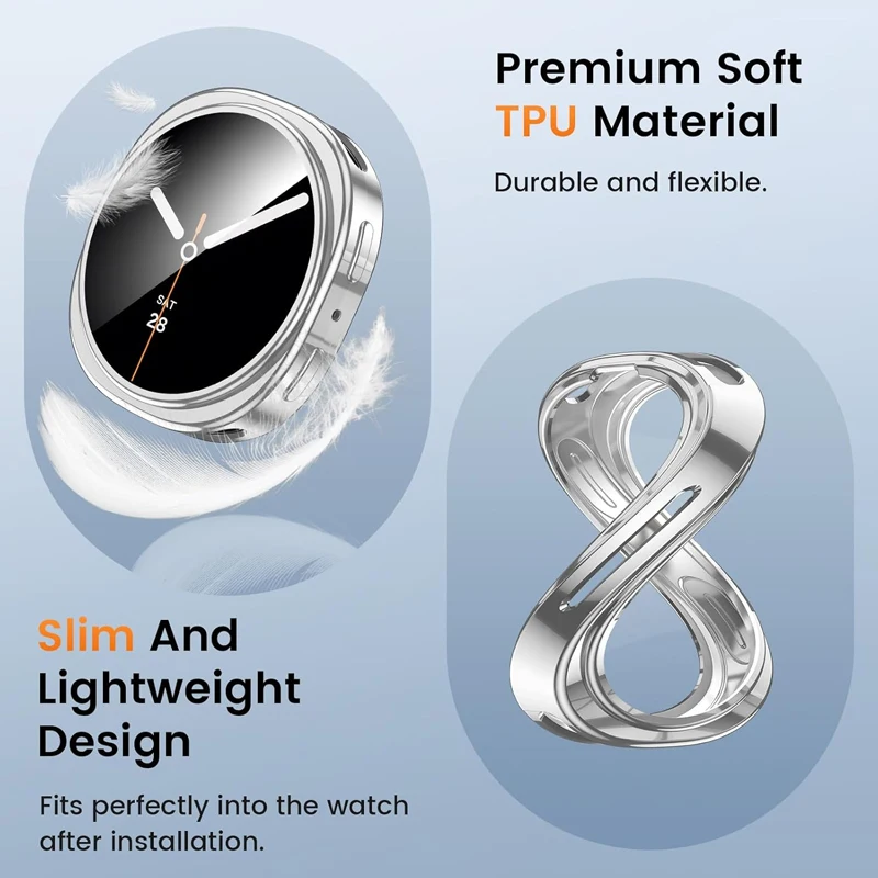 Чехол для часов Samsung Galaxy Watch 8, 40 мм, 44 мм, защитная пленка из ТПУ для экрана, универсальная рамка, бампер, защитный чехол для Galaxy Watch 8