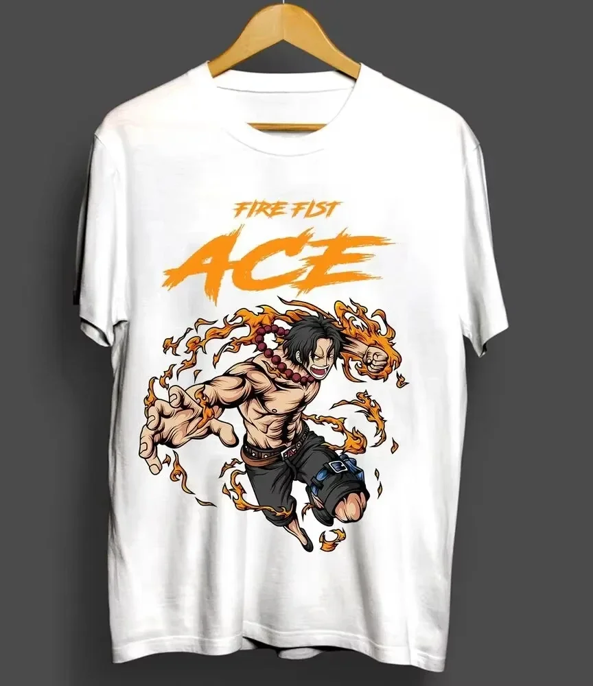 ONE PIECE Anime T-Shirt Men Manga CartoonPortgas D. Ace The Fire Fist Graphic T Shirts Cotton Mens T Shirt Women Tops Clothing