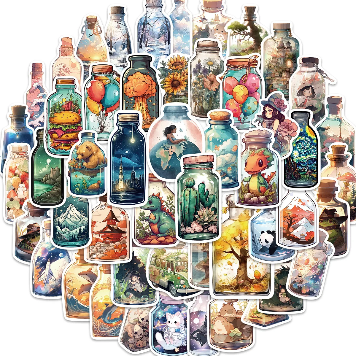 50pcs Drink Bottle With Anime Cartoon Things Stickers For Party Gift Skateboard Scrapbooking Laptop Suitcase Toys