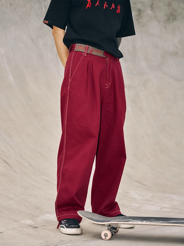 

OSCiil Oversized Workwear Skateboard Pants Street Sle Casual Trousers for Men And Women Bla Yellow Red Retro Streetwear