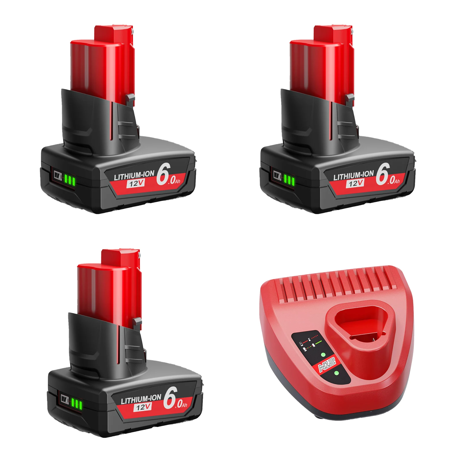 Voor Milwaukee M12 Batterij 12V 6.0Ah Oplaadbare Batterij met Licht Voor Milwaukee M12 Tool 48-11-2402 48-11-2411 48-11-2401