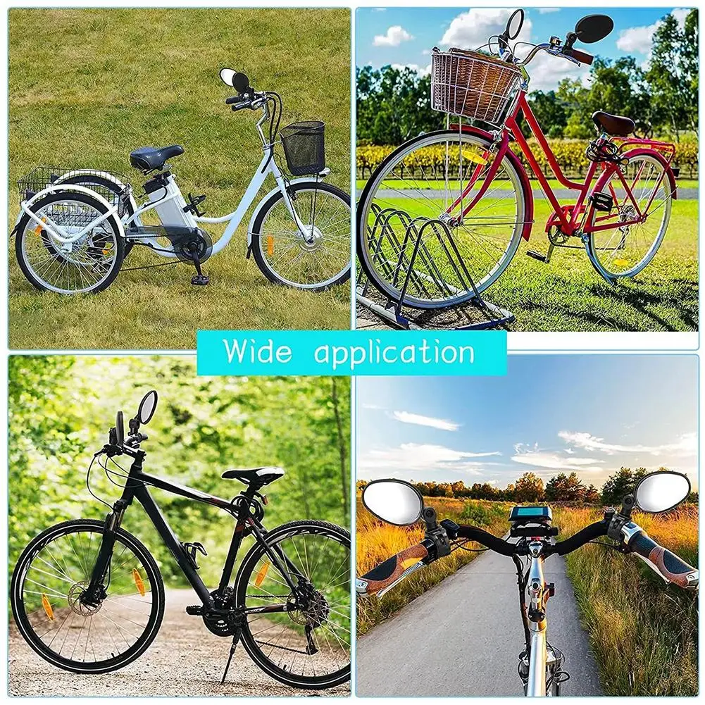 2pcs Bike Rearview Mirror 360° Adjustable Rotatable Handlebar Convex Mirror Safe Wide Angle For Bicycle Cycling Outdoor Sports