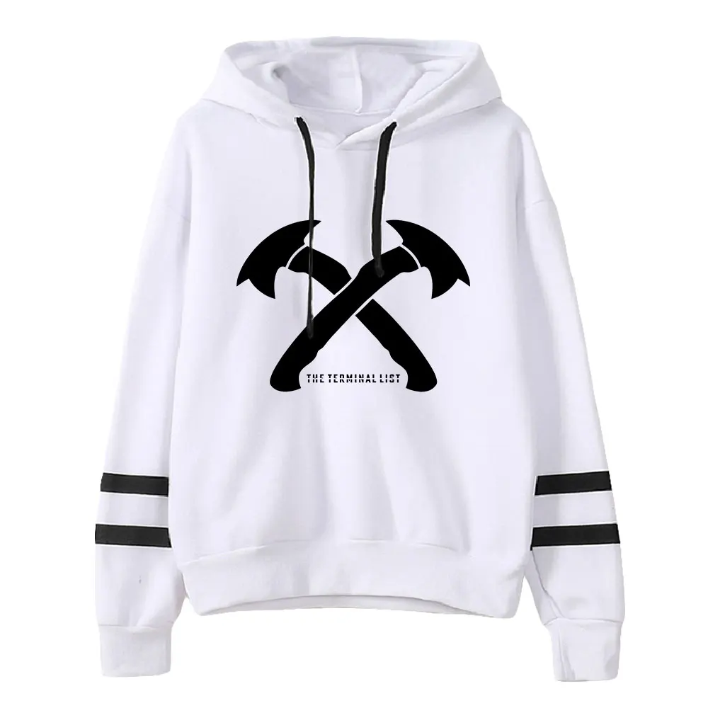 De Terminallijst Unisex Pocketless Parallelle Staven Mouw Sweatshirts Vrouwen Heren Hoodie Amerikaanse Tv-Serie Mode Kleding