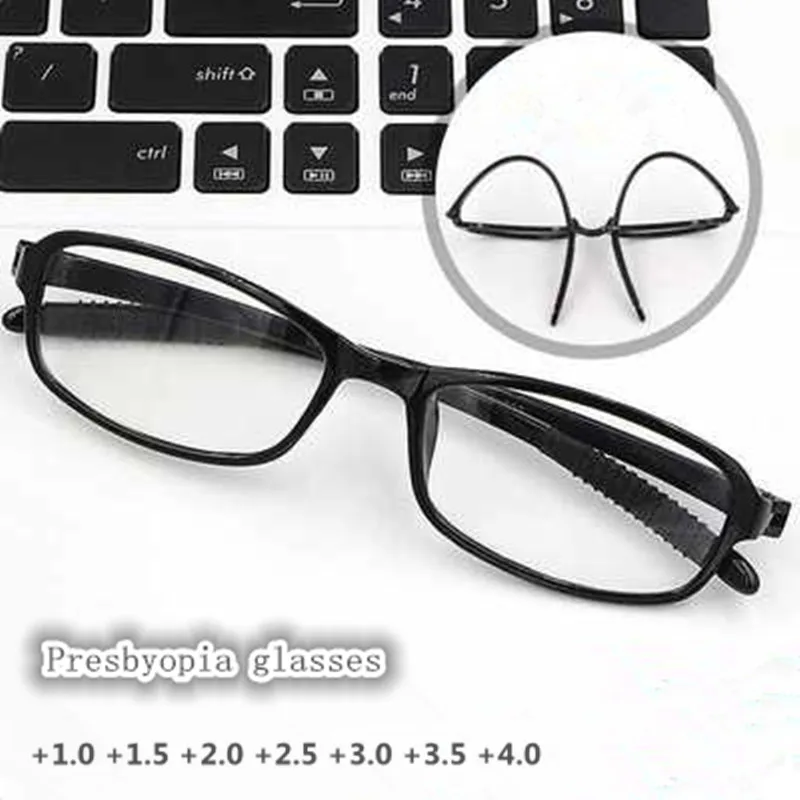 New TR90 Reading Glasses Square Retro Black Frame Unisex Ultra-lightweight Presbyopia Glasses Women Man Fashion Gafas +1.0~+4.0