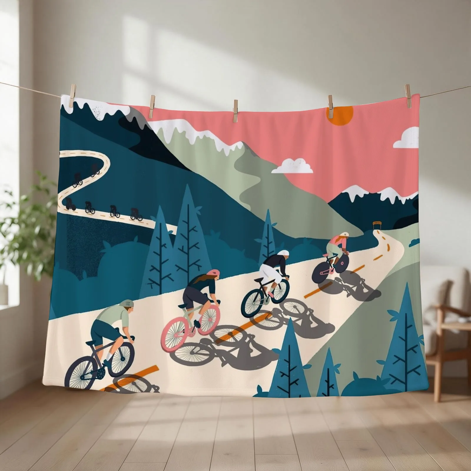 Cycling Race Vintage Art Throw Blanket Giant Sofa Soft Plaid Luxury Thicken valentine gift ideas Blankets
