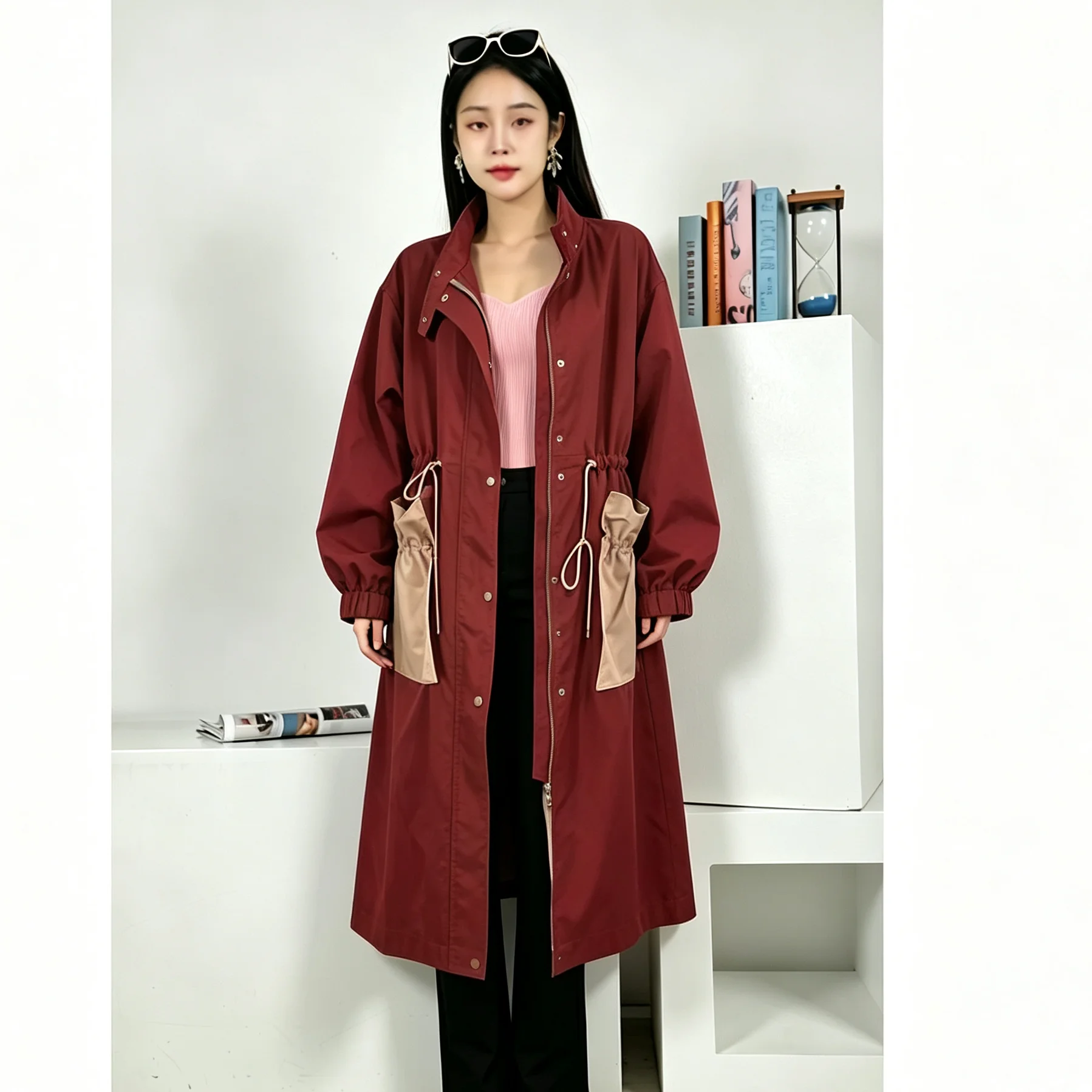 Taant  Long Windbreaker Women New Spring Women Trench Coat Overcoat Asymmetry Color Matching 2026