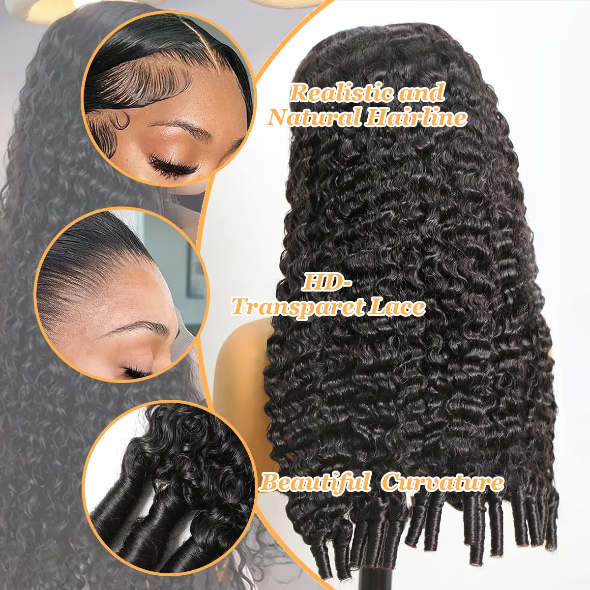 Peruca Frontal de Renda Transparente HD de 40 Polegadas, 200% de Densidade, Cabelo Humano Brasileiro Real, Cachos Birmaneses 7*6 13*6 13*4 para Mulheres