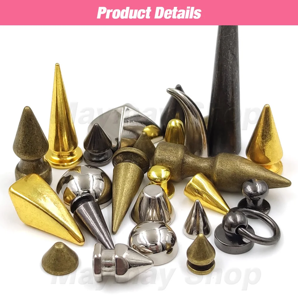 5pcs-50pcs/Sets Spikes Screw Rivets Bullet For Leather Punk Studs and Spikes For Clothes Thorns Patch DIY Crafts Leather