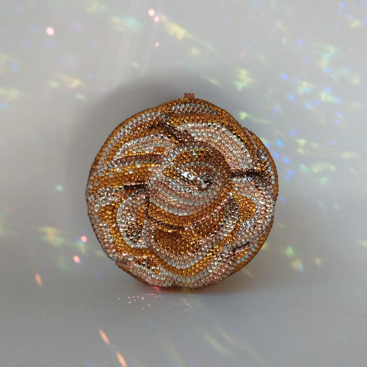 Flower Crystal Bag New Three-Dimensional Flower Diamond Dinner Bag Flat Bottom Full Diamond Banquet Women's Bag