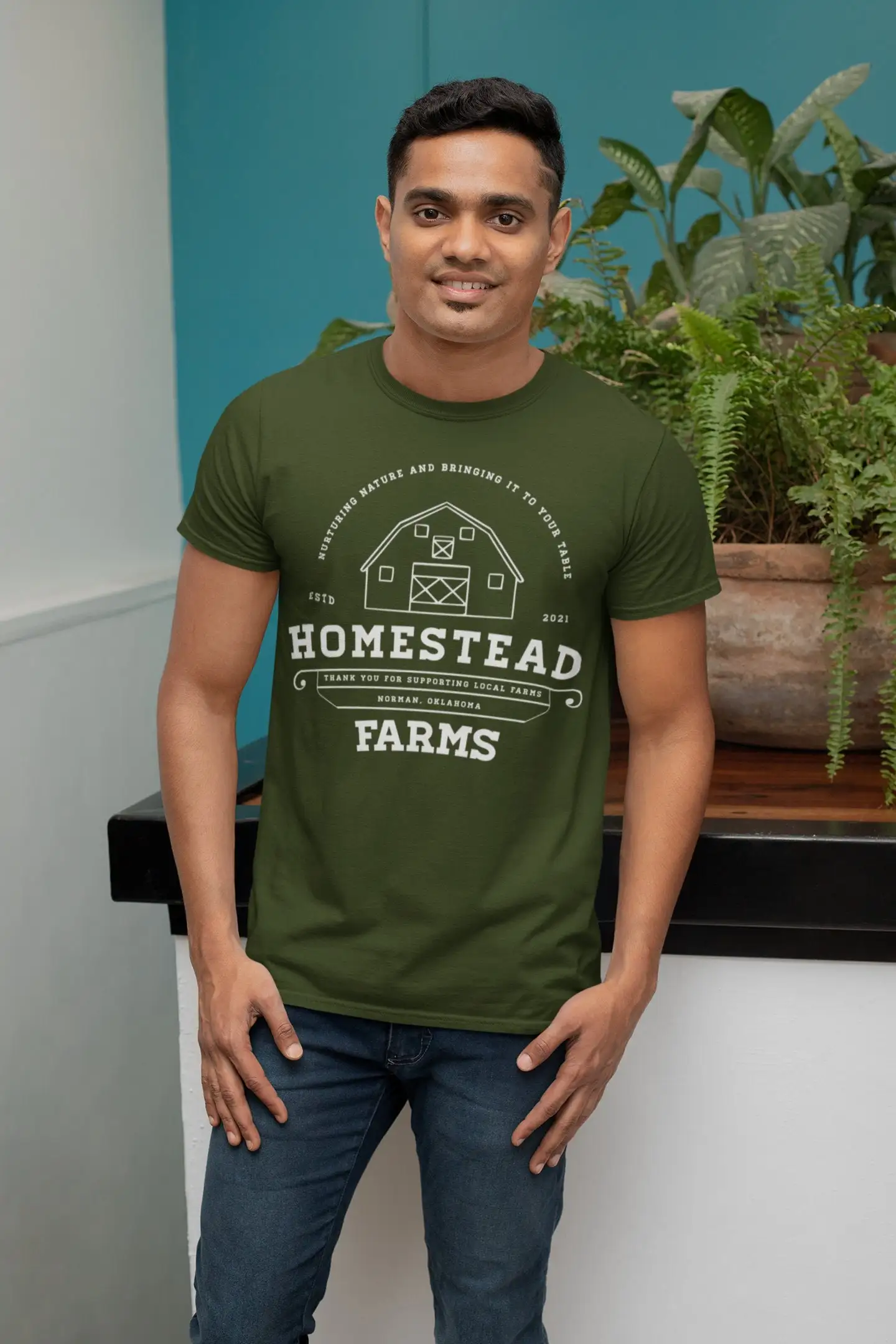 Men'S Personalized Farm T Shirt Homestead Custom Farmer Off Grid Barn Food Local Farming