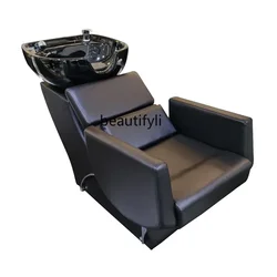 Barber Shop Simple Sitting Shampoo Chair for Hair Salon Space Saving Beauty Salon Flushing Bed Ceramic Basin