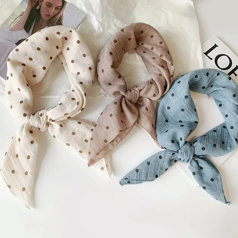 1 Pcs Artistic Polka Dot Scarf Cotton Square Scarf Paired with Decorative Temperament Scarf Soft and Breathable Scarf Scarf