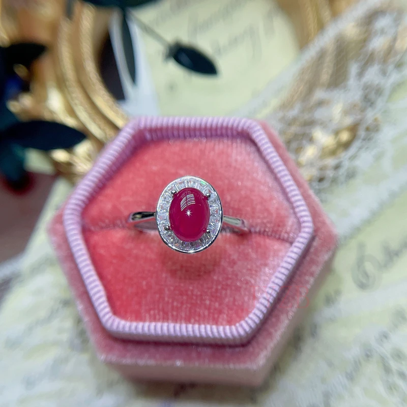 Natural Burmese ruby ring for female niche design INS cool style advanced sense Index Finger ring Japanese light luxury