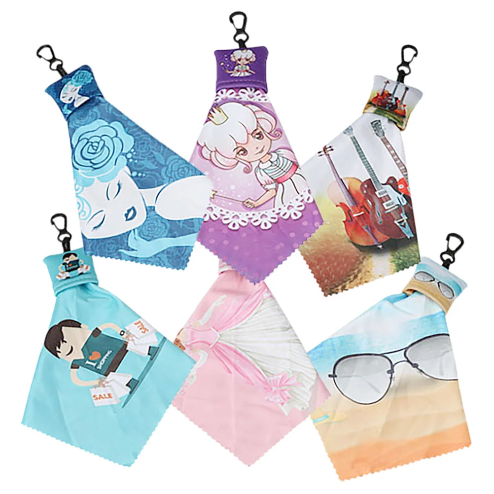 

6 Pcs Keychain Glasses Cloth Cleaning Cloths Screen Wipes Cleaner Cleanser Computer Fiber for Electronics