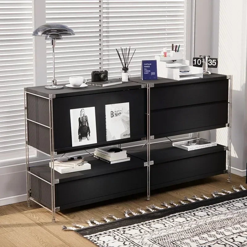 Stainless steel living room storage side cabinet floor locker storage multi-layer chest cabinet