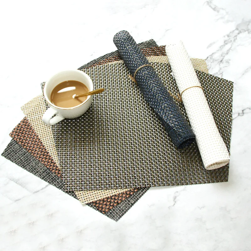 

Yjq 4pcs fan-shaped waterproof PVC western food mat, hotel kitchen insulation European-style home coffee table bowl mat