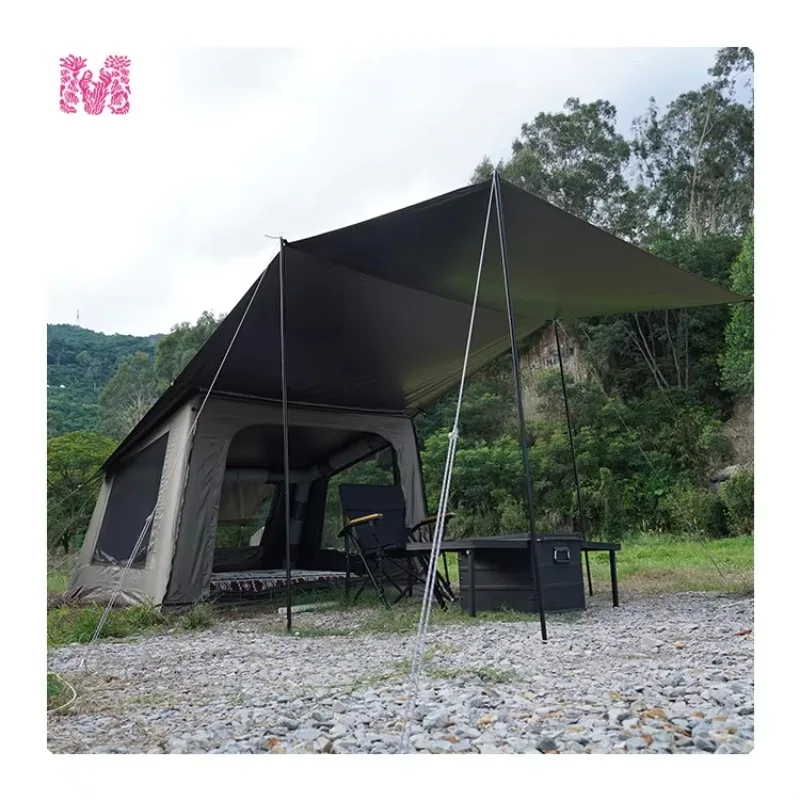 

Inflatable Rooftop Tent For Vehicle Camping With Air Pump Waterproof Material Double Layer All Seasons 5.5+ Sqm