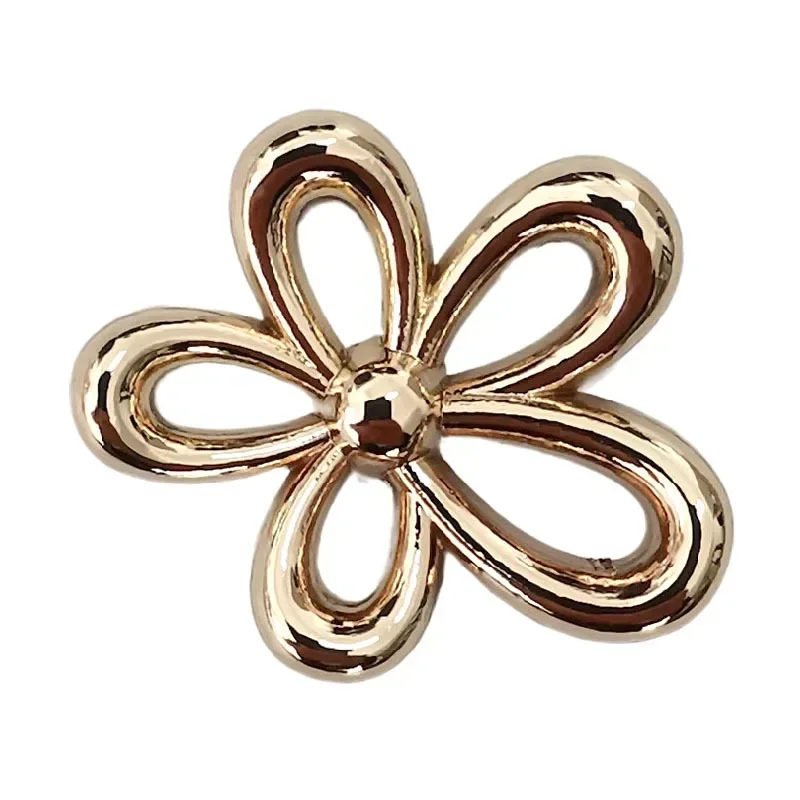 10 Pieces Elegant Flower Buttons Gold/Silver Color Hollow Metal Flower Shank Buttons Woman\'s Clothes Accessories