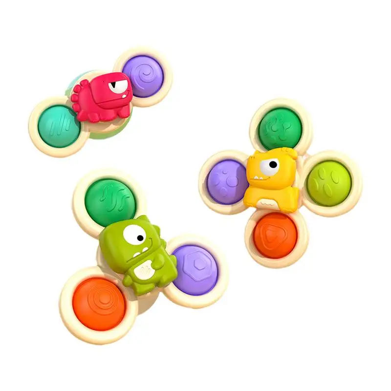 Suction Cup Spinner Tops Toy Suction Cup Dinosaur Fidget Toys Spinner Sensory Learning Toys For 1-3 Years Old Kids Girls