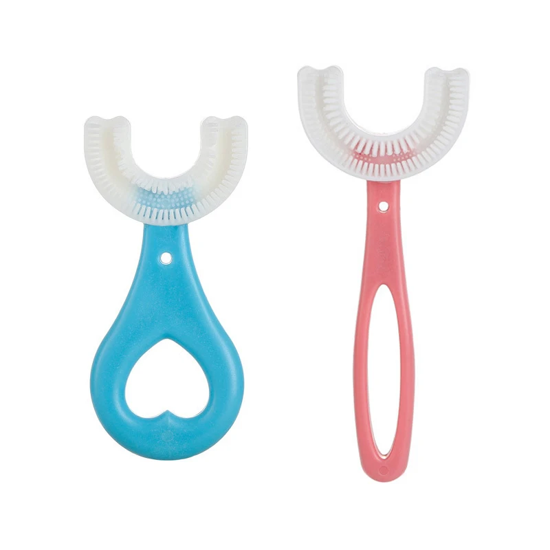 Brosse à dents manuelle en forme de U pour enfants, 360 degrés, pour bébés, nettoyage de la fourrure douce en Silicone, soins buccaux pour