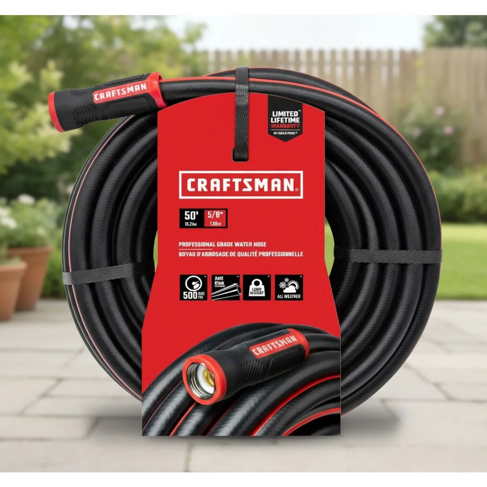 

Professional Heavy Duty Garden Hose 50ft Flexible Cold Resistant Water Hose for Homeowners