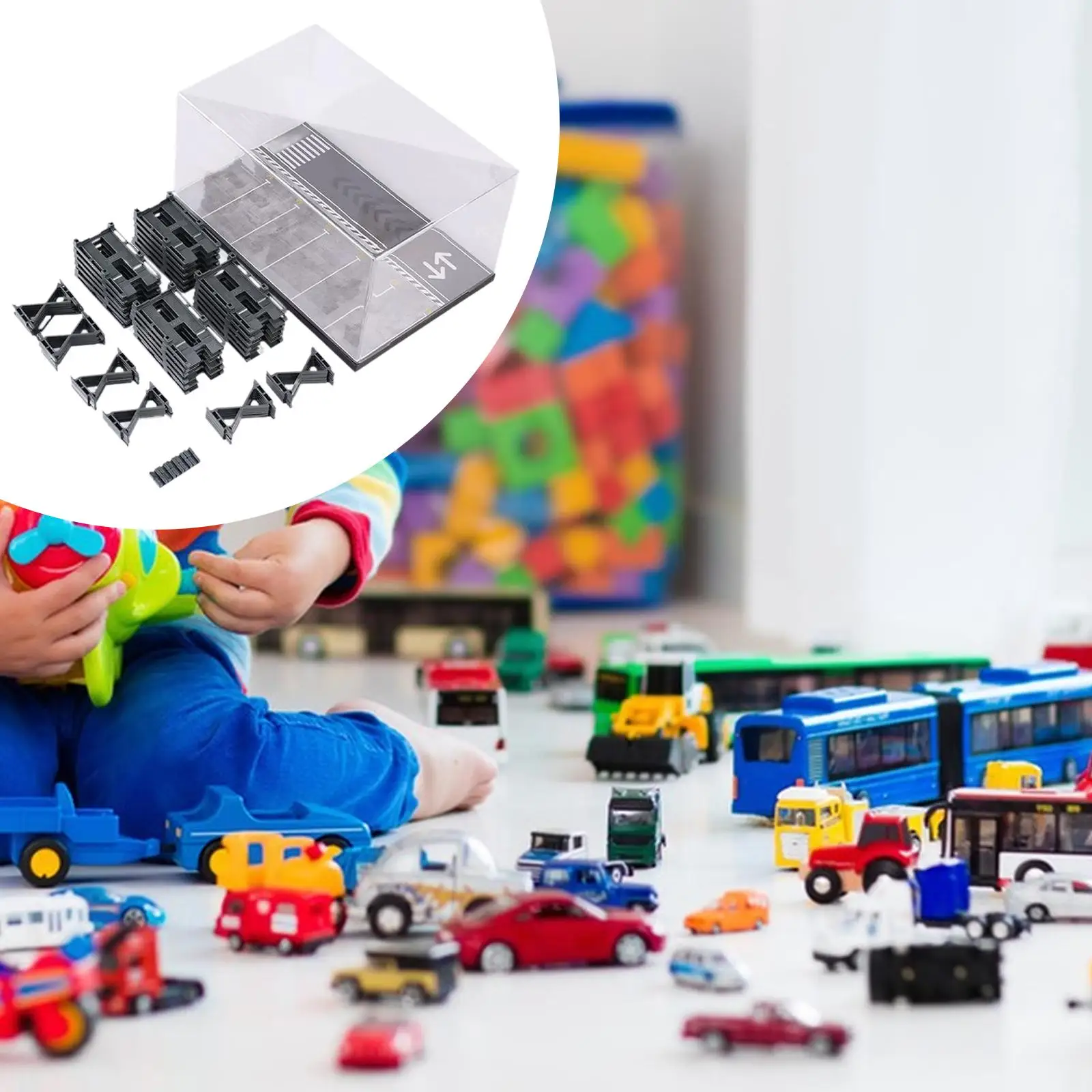 

1/64 Model Car Display Case Dustproof Collectible Car Garage Diorama Tabletop Decoration DIY Assembly