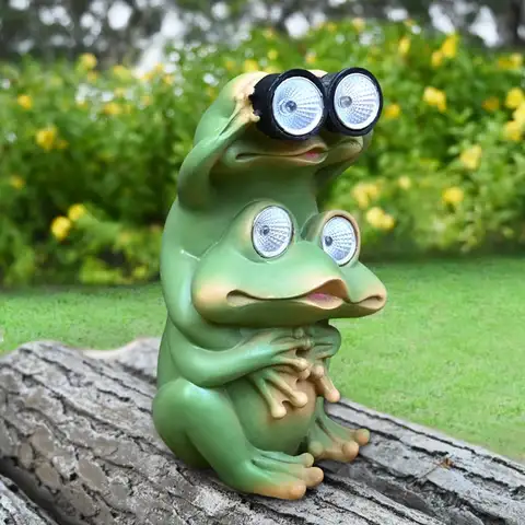 Kurbağa Kirpi Heykeli Güneş Lambası Süs Açık Avlu Bahçe Dekorasyon Heykelcik Su Geçirmez Reçine Heykel Peyzaj Dekor
