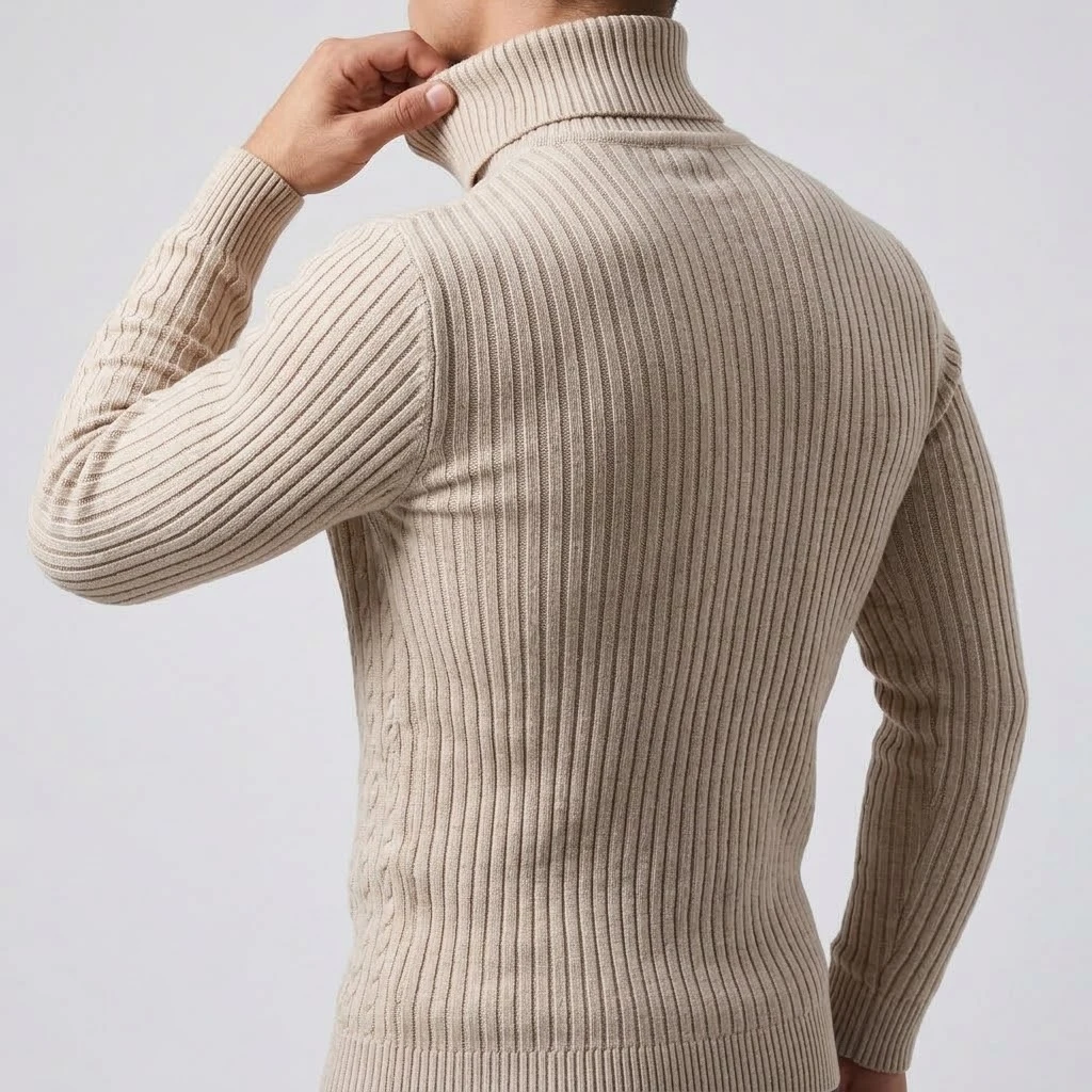Herren Zopfmuster Rollkragenpullover Warmer Weicher Thermo-Pullover Winter Passform Langarm-Pullover für Kaltes Wetter Strickwaren – Detail 8