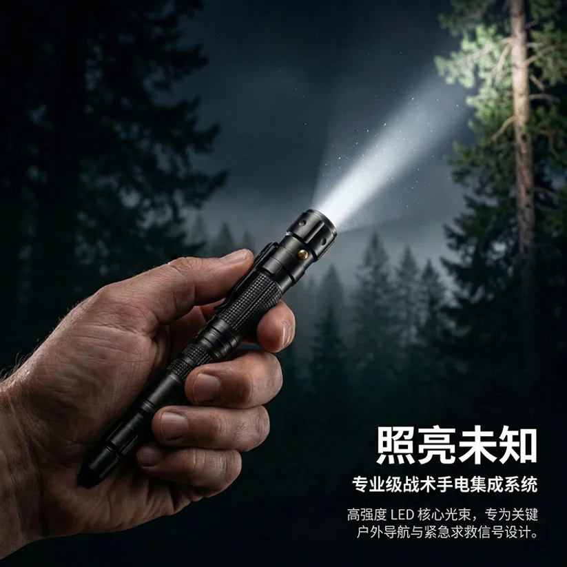 Portable Aluminum Alloy Tactical Pen Flashlight Screwdriver Bottle Opener EDC Tool Car Outdoor Survival Self Defense Rescue Gift