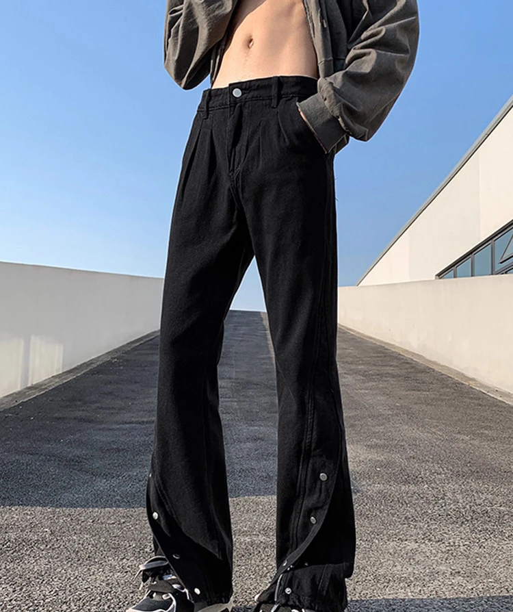 Men Women 2025 Four Seasons Wear Fashion Retro Jeans Trendy High Street Handsome Design Trendy Zipper Chic Micro Flared Pants