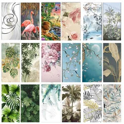 Pastoral Flower Leaf 3D Door Stickers Self Adhesive PVC Retro Jungle Door Wrap Sticker Cover Wallpaper Fridge Art Mural Decor