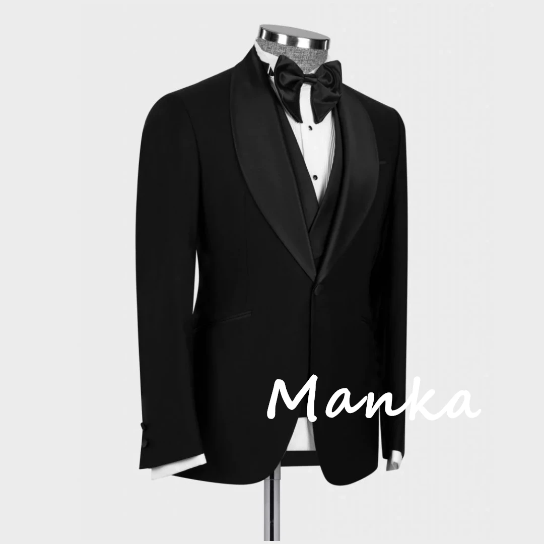 Abiti classici da uomo neri 3 pezzi Blazer gilet pantaloni Business Wear formale matrimonio Prom Party sposo Suit