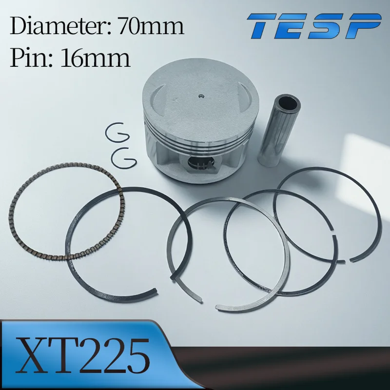 Kit de pistón de motocicleta para Yamaha XT225 ST225 Bronco TT225 TTR225 TW225 70mm de diámetro 16mm Pin de muñeca conjunto completo de pistón