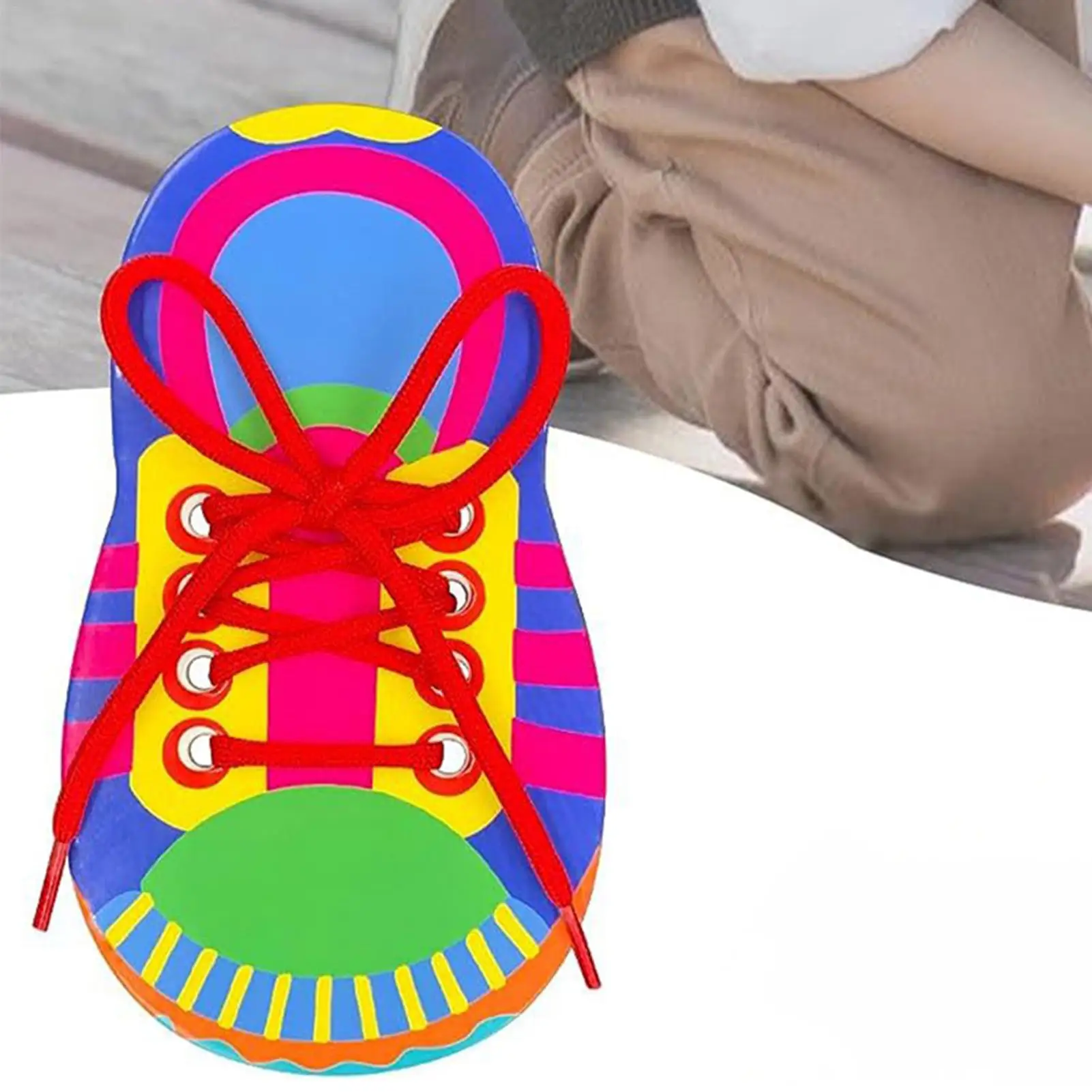Shoelace Threading Teaching Toys Learn to Tie Shoelaces Toy Kids Toddlers Fine Motor Skills Toy Early Educational Toys Boys Girl
