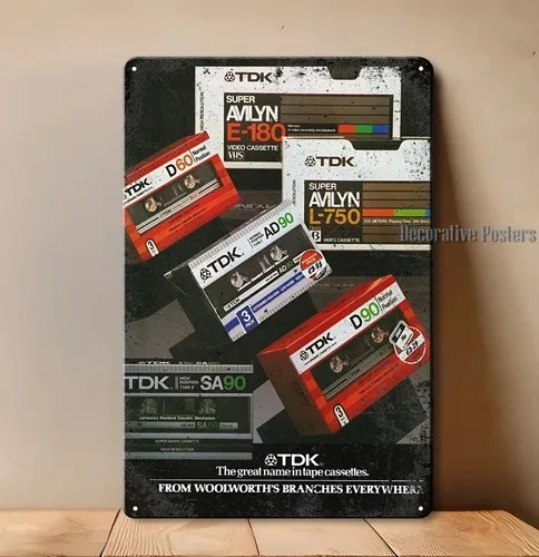 k1,Tdk Cassette Tape Vintage Stereo Hi-Fi Metal Poster -20x30cm Tin Sign  -aluminum