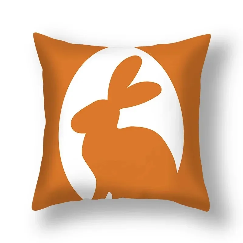 Bunny Pillowcase 45x45 Green Black Orange Rabbits Pillow Cover Easter Party Decorations Home Sofa Decorative Plaid Cushion Cover